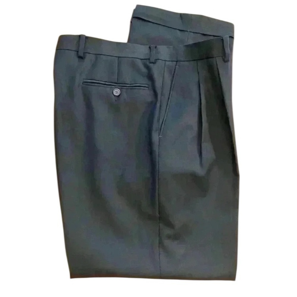 Ralph Ralph Lauren Womens Wool Black Pleated Cuff lack Label Pants 33” x 29”